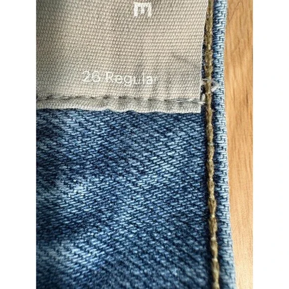 EVERLANE Women's High Waisted Straight Leg Jean 26 Regular Blue Denim Raw Hem - Picture 7 of 10